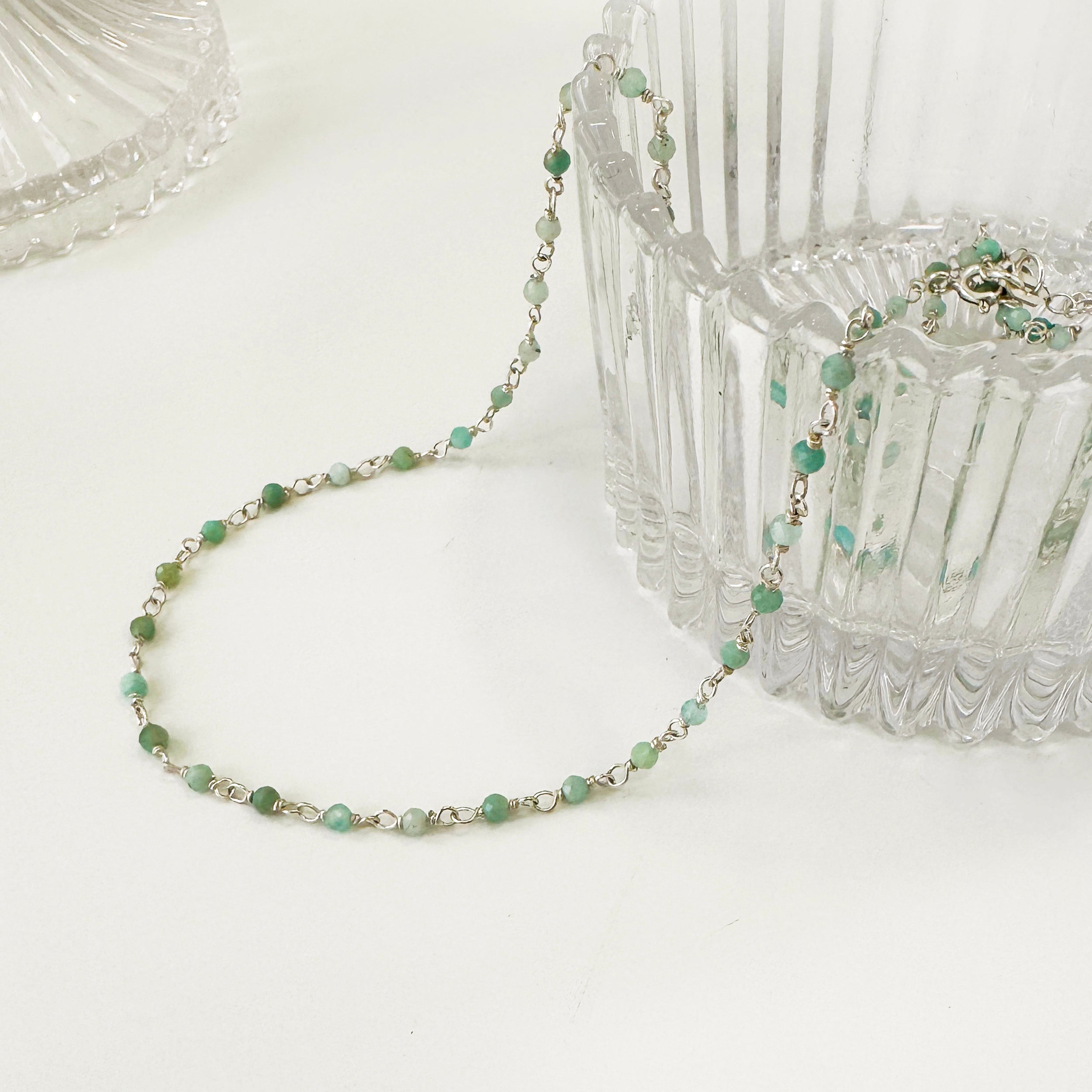 Green Amazonite Minimalist Rosary Necklace