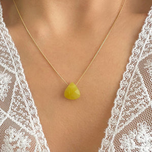 Lemon gem necklace  - Lime Necklace - Silver 925
