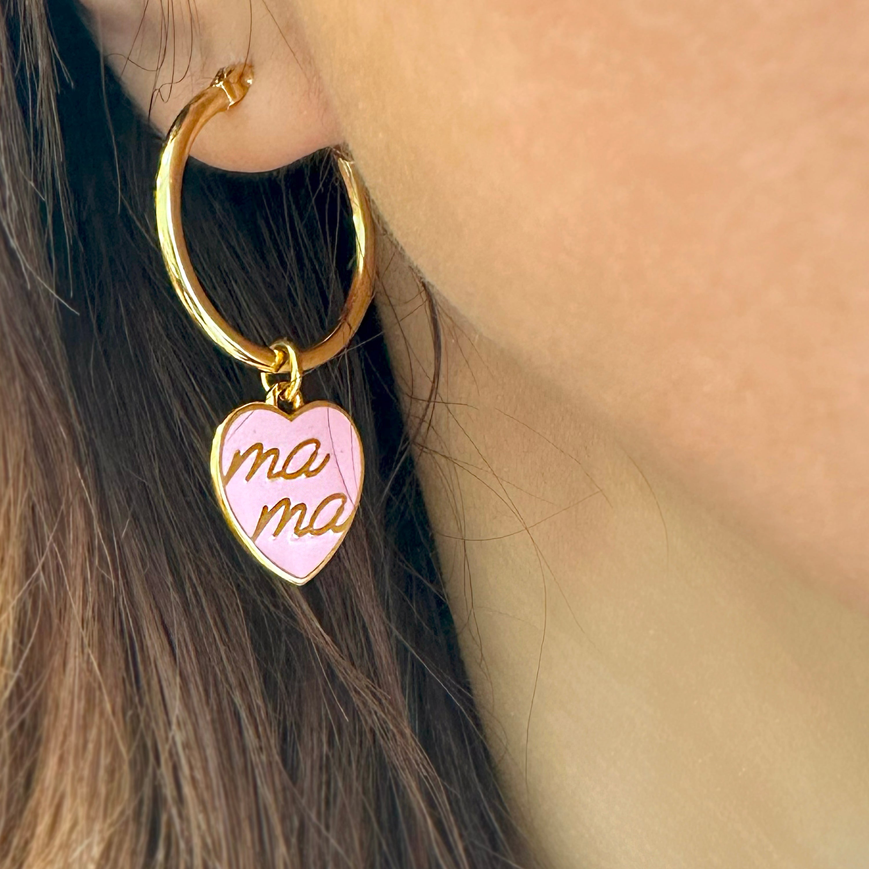 Mama earrings, Heart hoop earrings – Artiby.com
