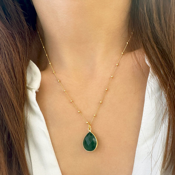Genuine Green onyx drop Necklace