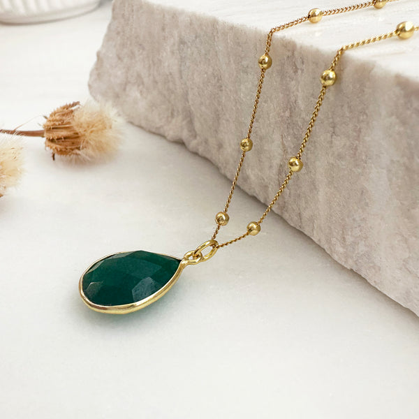 Genuine Green onyx drop Necklace