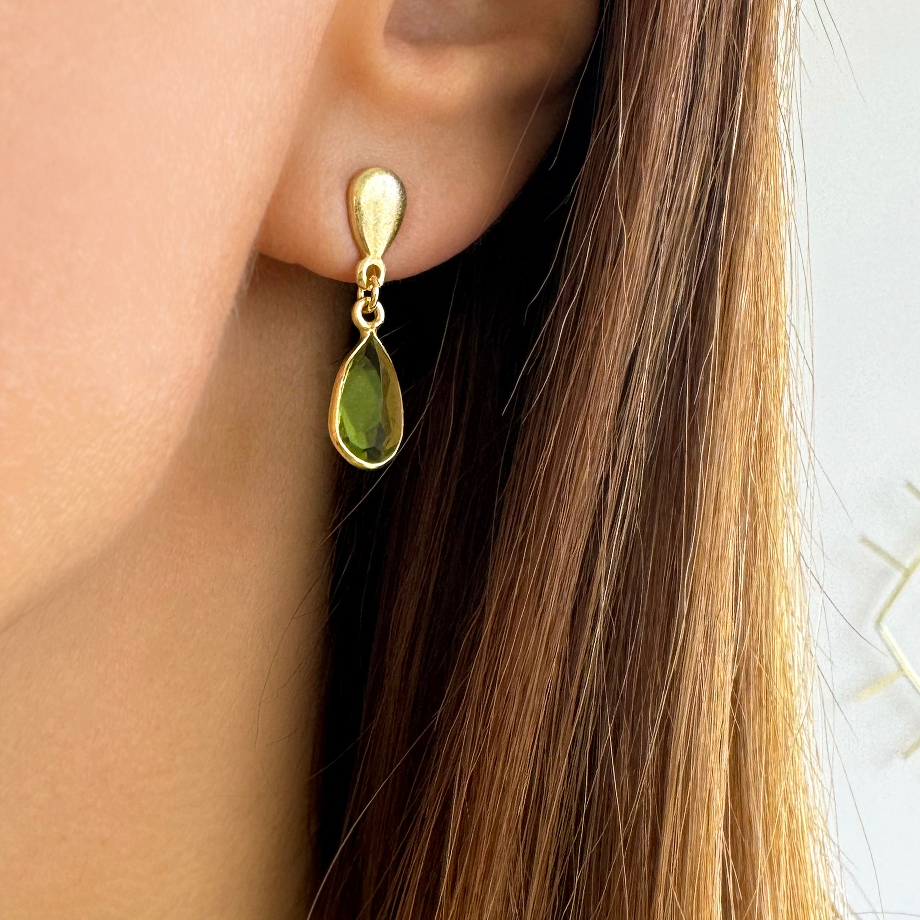 Green Peridot gemstone earrings