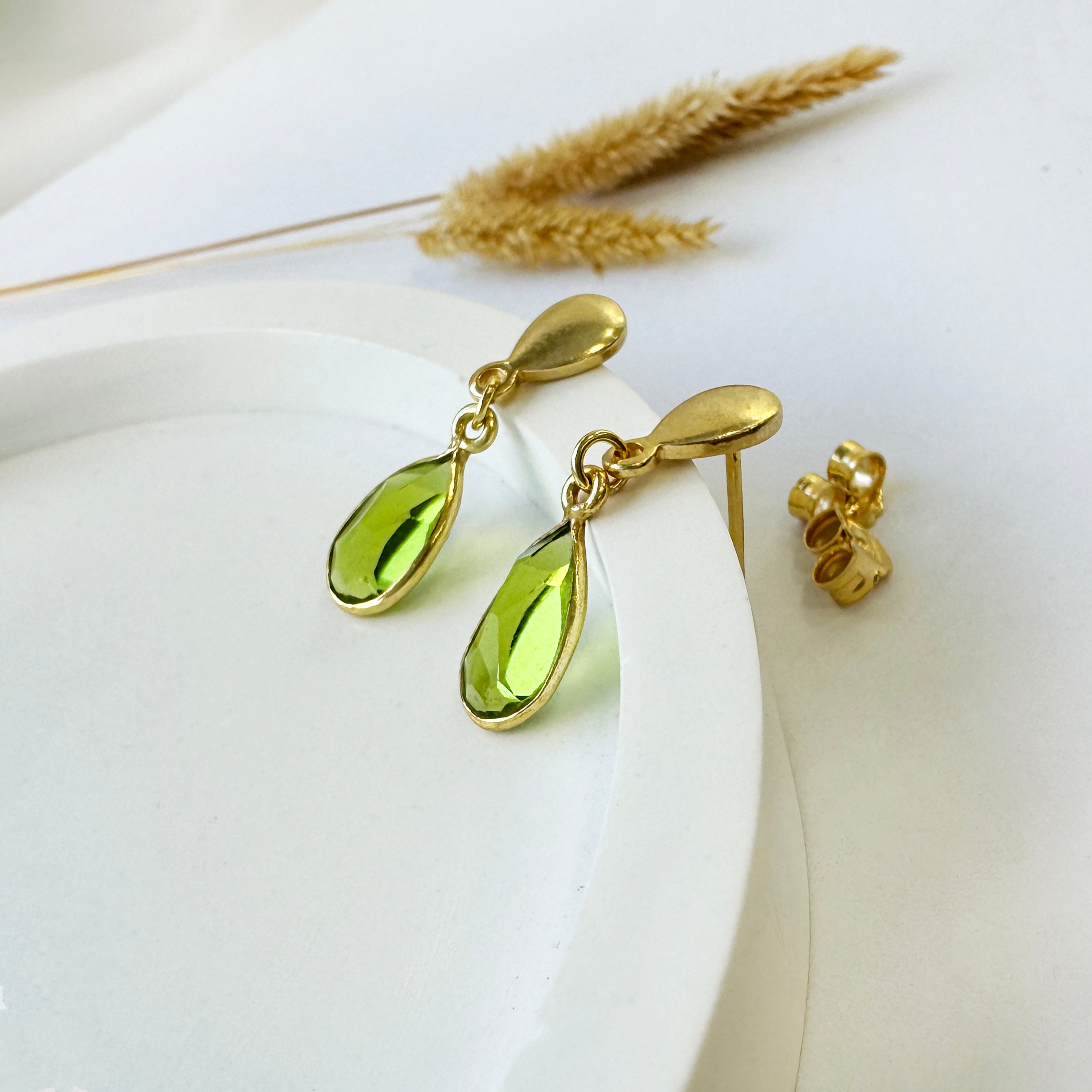 Green Peridot gemstone earrings