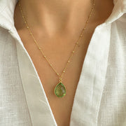 Peridot Gemstone Pendant on Satellite chain