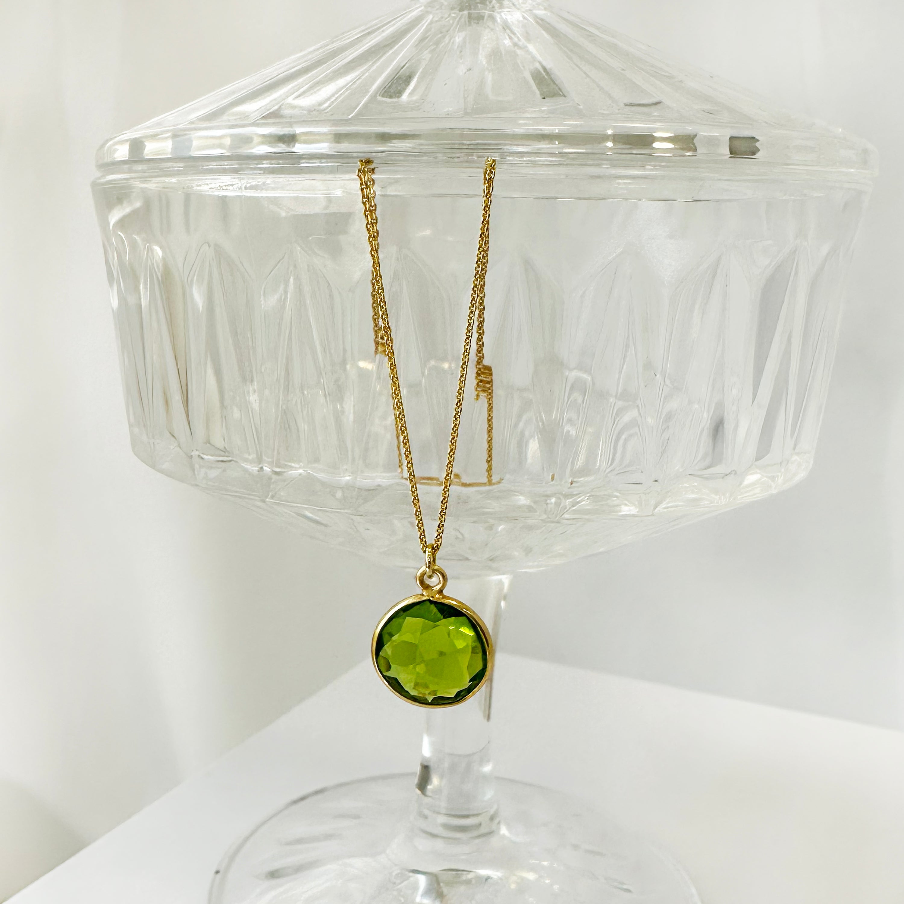 Κολιέ Peridot Κύκλος. Ασήμι 925