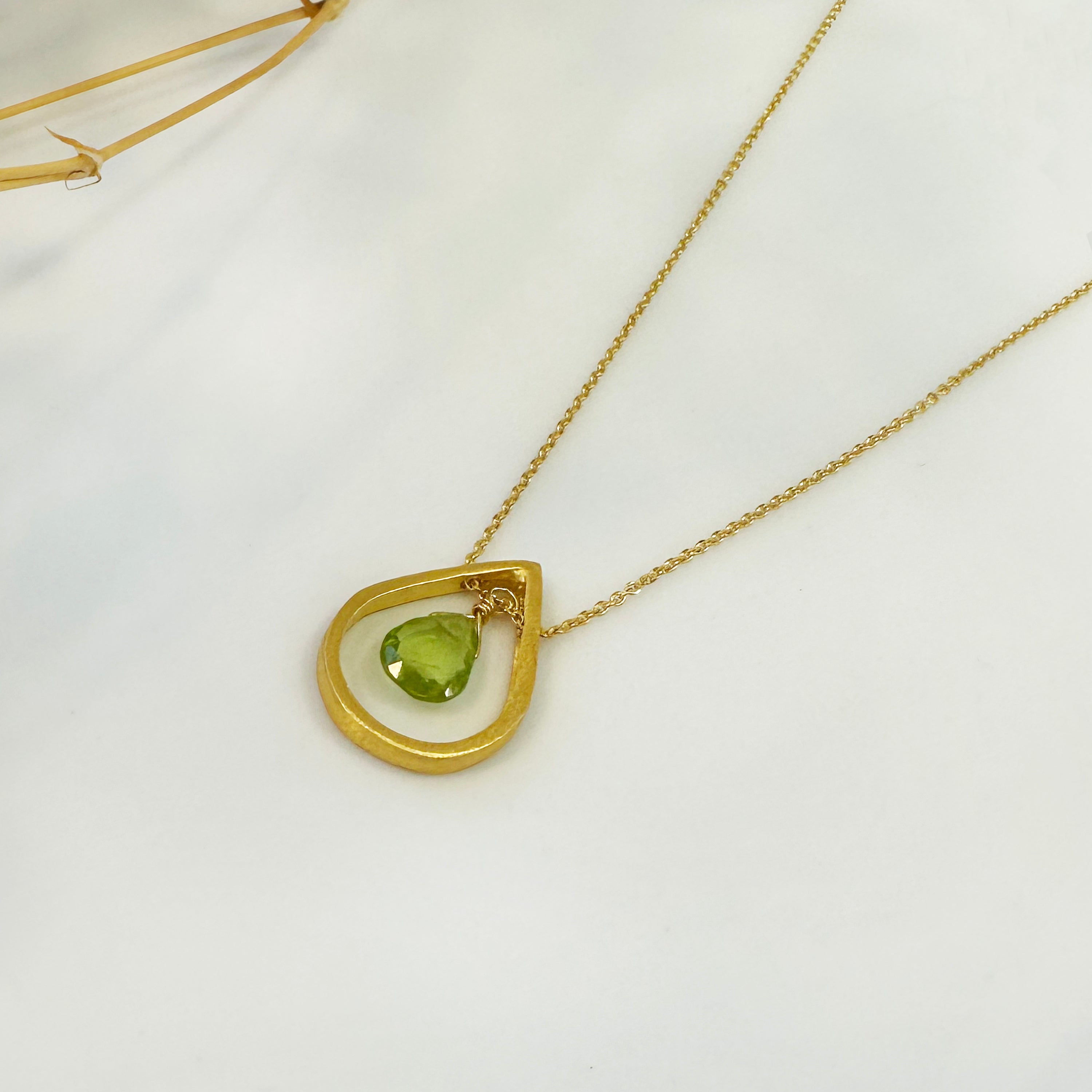 Raw Peridot Necklace - Real Peridot Pendant