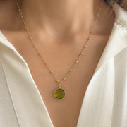 Peridot Circle Pendant on Satellite chain