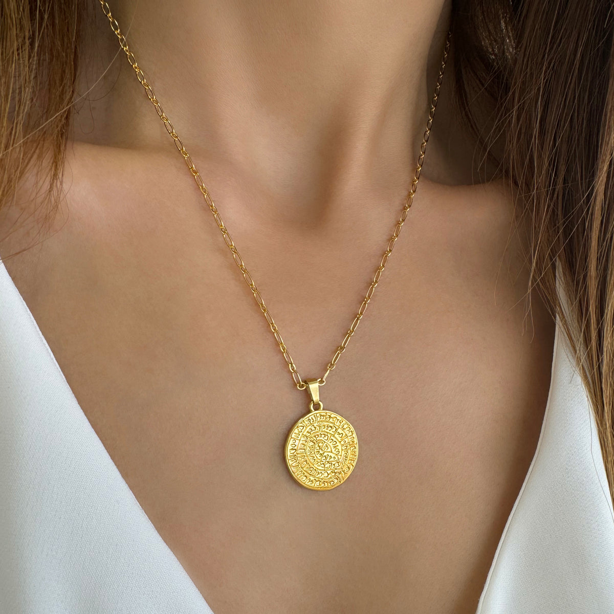 Phaistos Disc Medallion Necklace