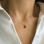 Pink Tourmaline  Minimalist Necklace