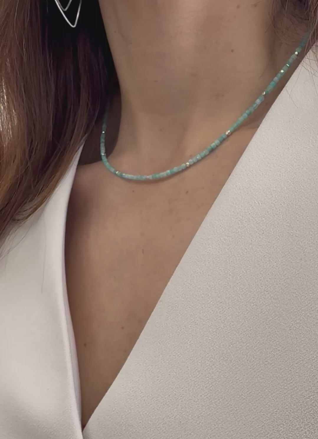 Load video: Green Amazonite Minimalist Choker Necklace!