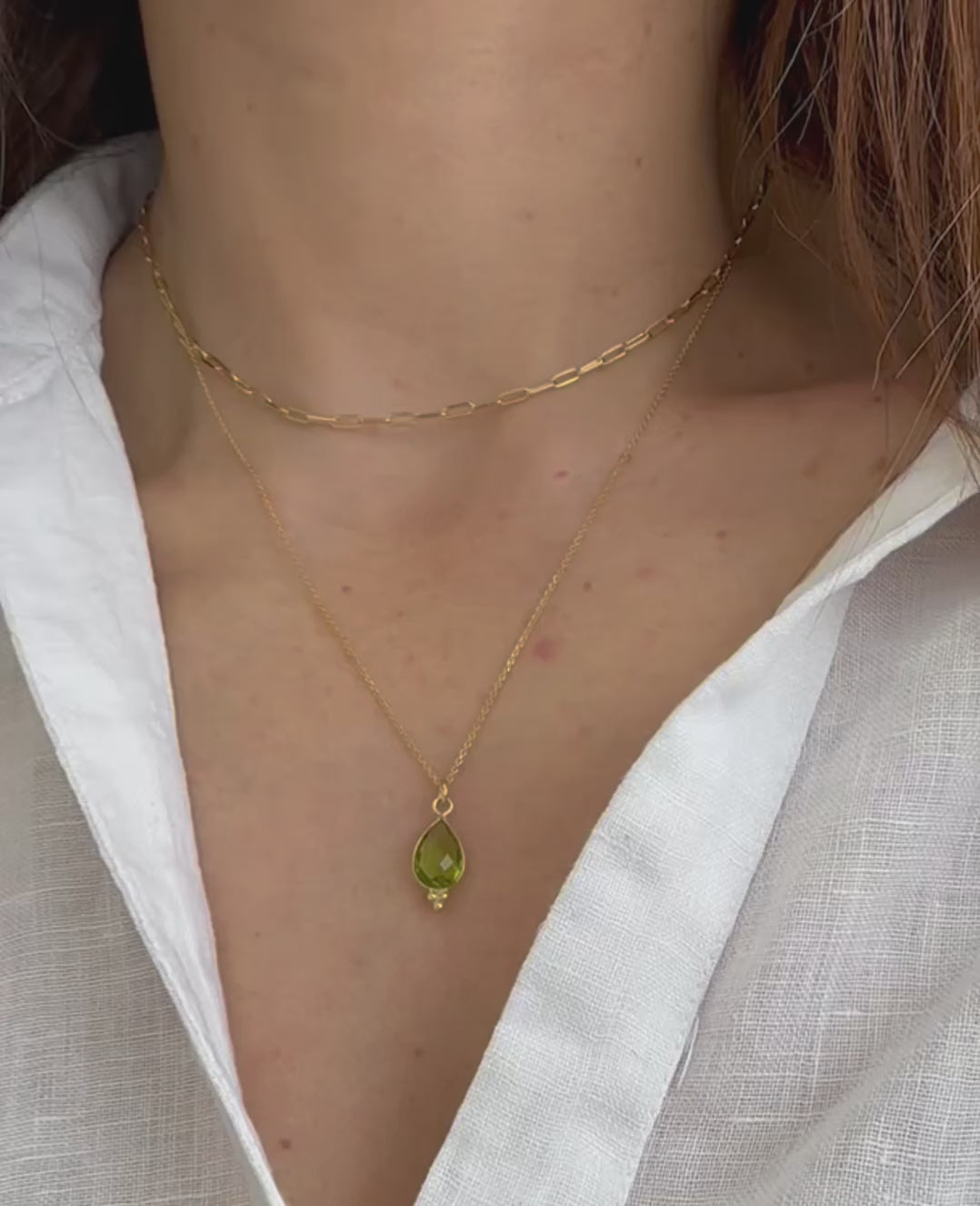 Load video: Peridot Necklace - August Birthstone
