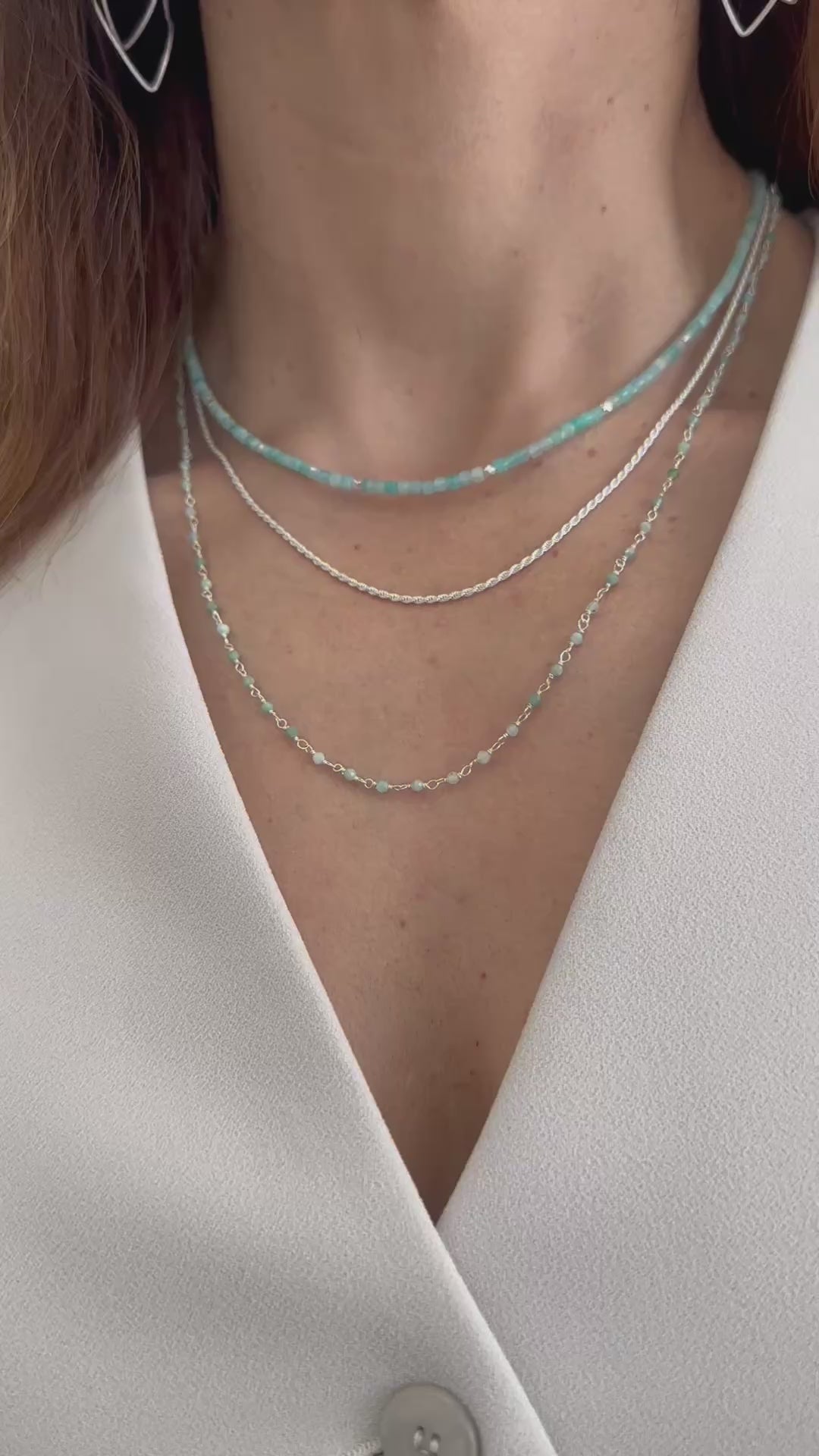 Load video: Green Amazonite Minimalist Rosary Necklace