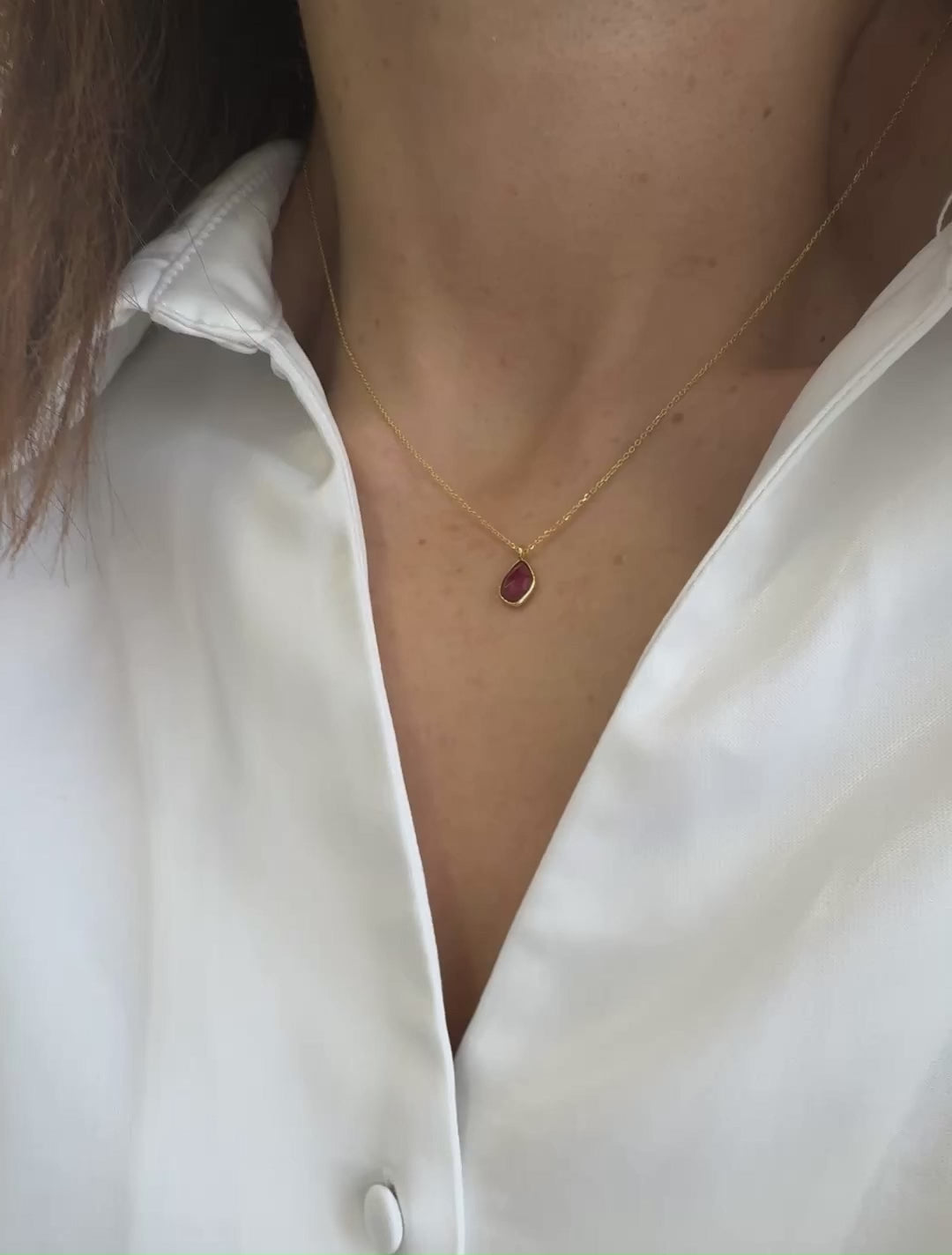 Load video: Pink Tourmaline  Minimalist Necklace