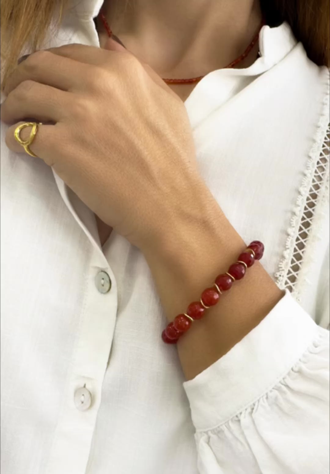 Load video: Carnelian Gemstone bracelet,  Silver 925