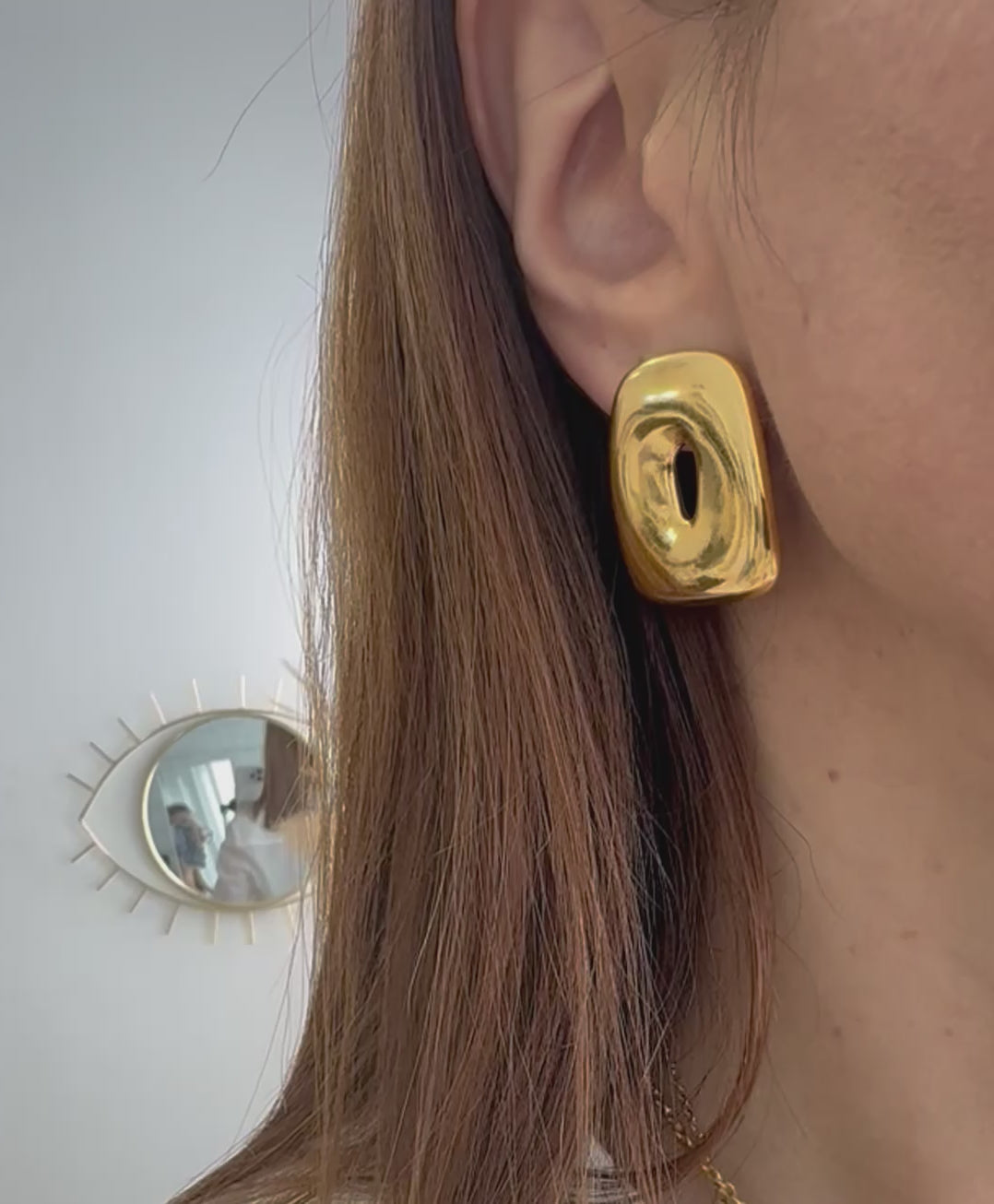 Load video: Rectangular Geometric Stud Earrings