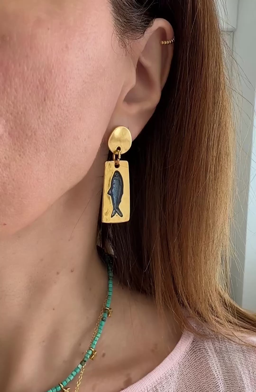 Load video: Blue Fish Earrings