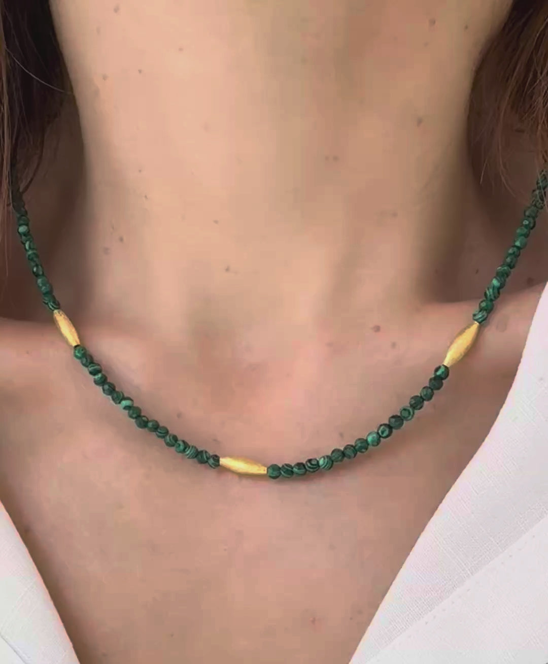 Load video: Malachite choker necklace. Silver 925