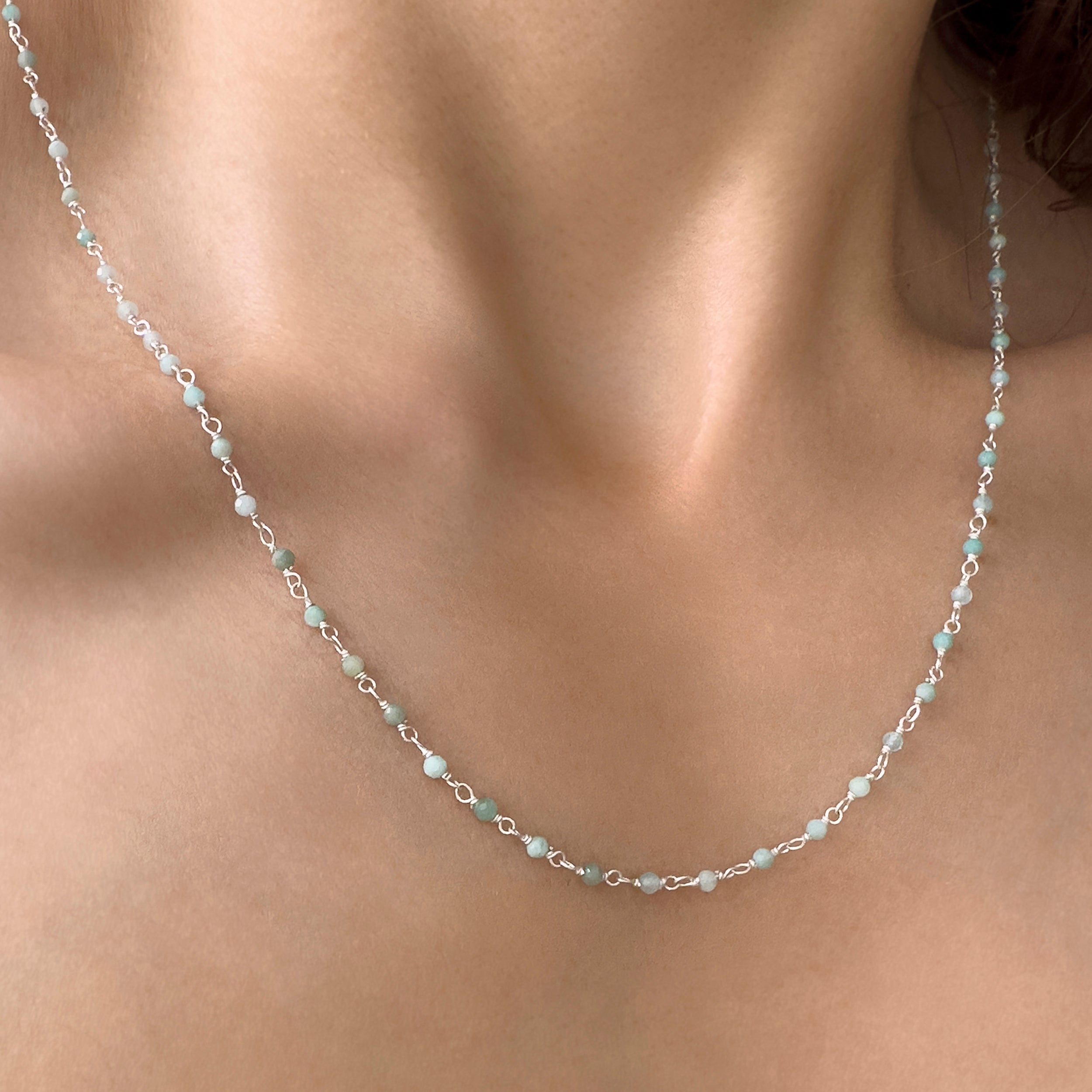 Green Amazonite Minimalist Rosary Necklace