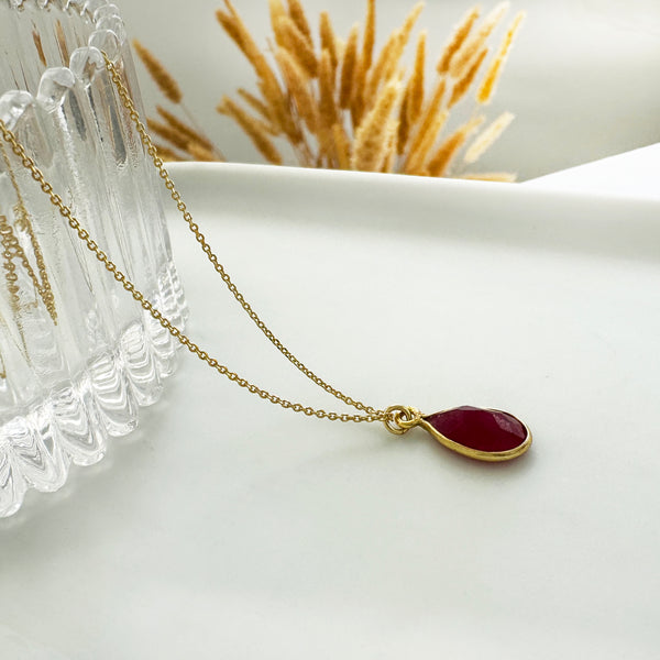 Genuine Ruby Pendant, Red Ruby Necklace