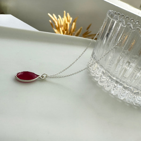 Genuine Ruby Pendant, Red Ruby Necklace