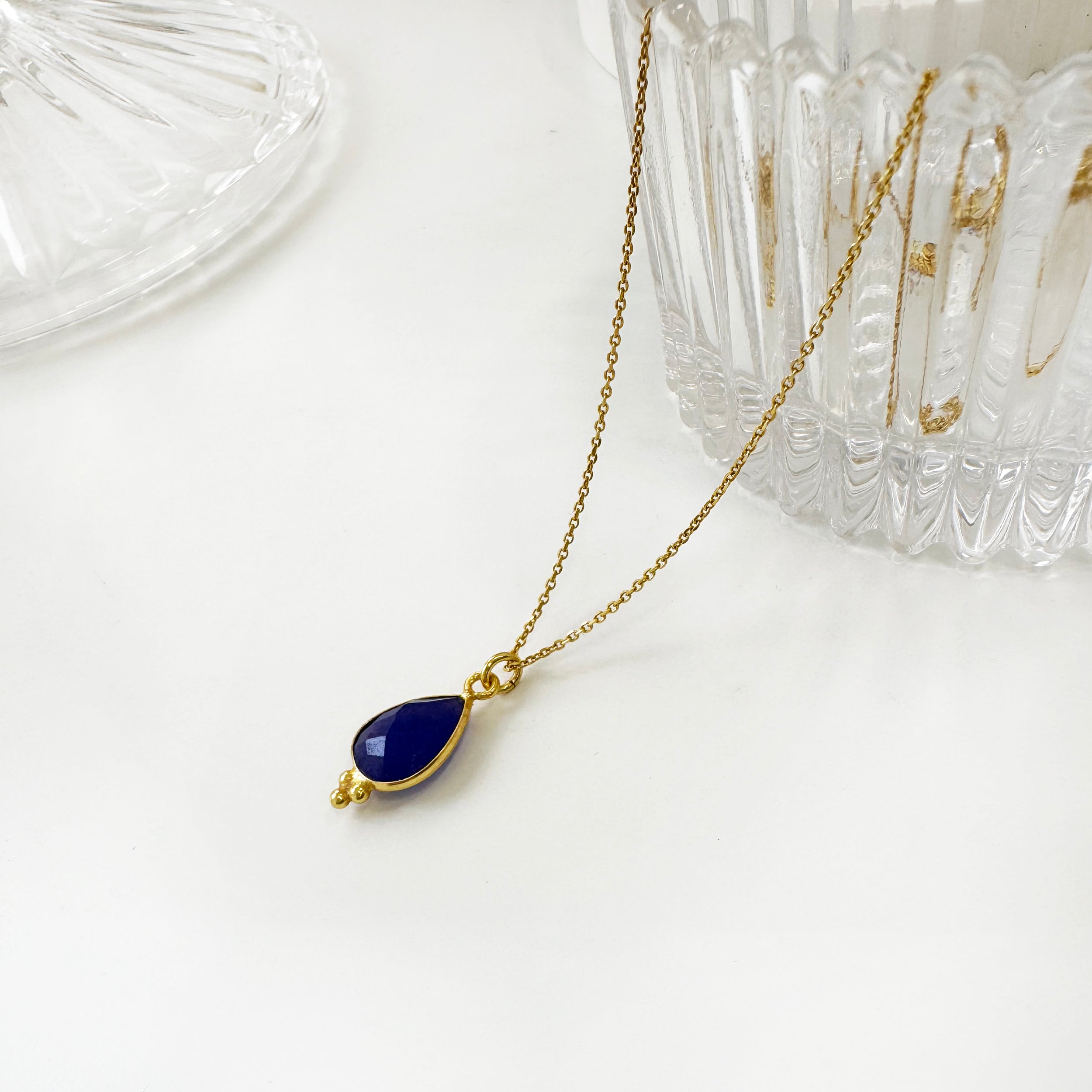 Μικρό Ζαφείρι κολιέ- Ασήμι 925