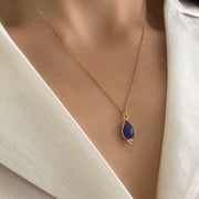 Sapphire Drop Gemstone Necklace. Silver 925