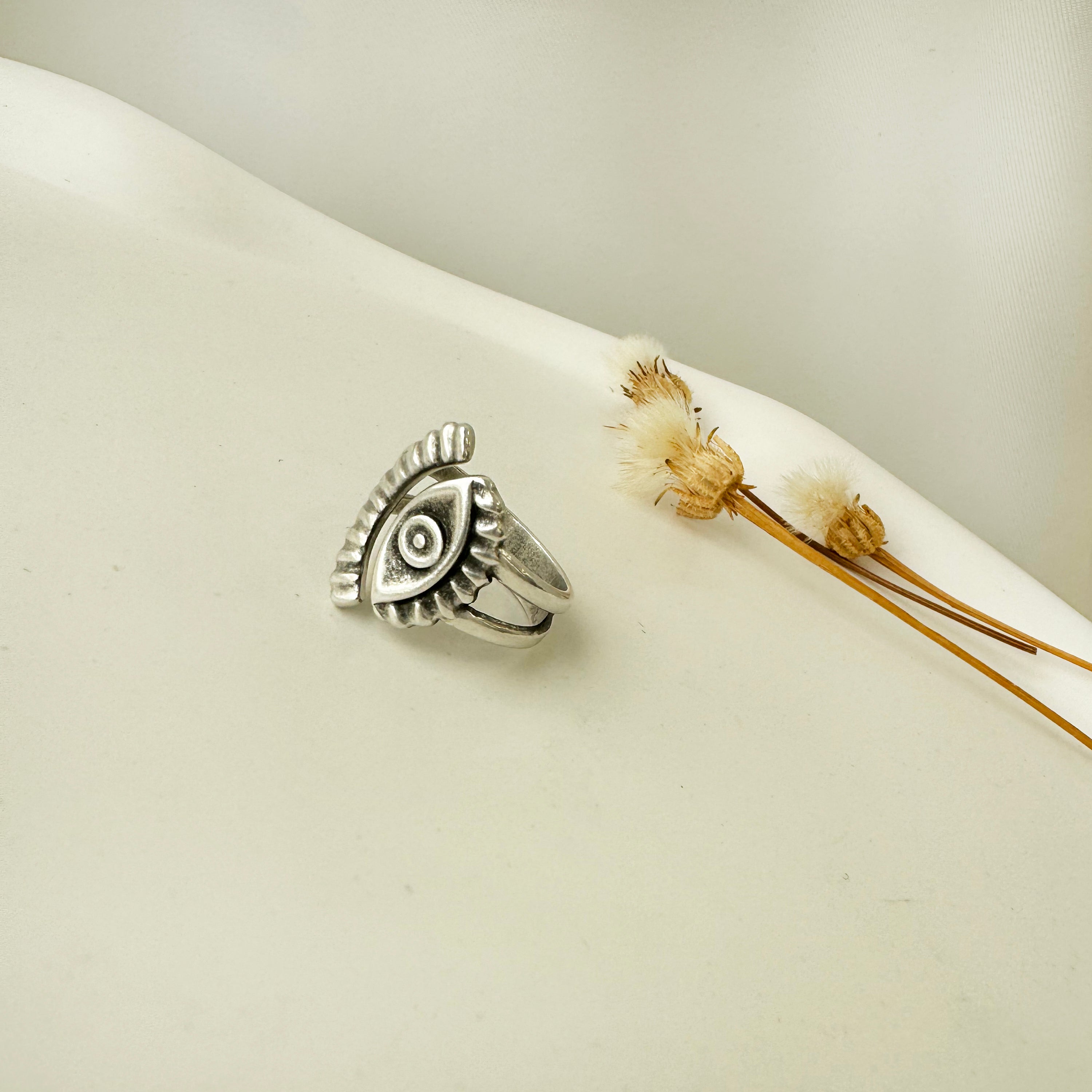 Boho Silver Evil Eye Ring