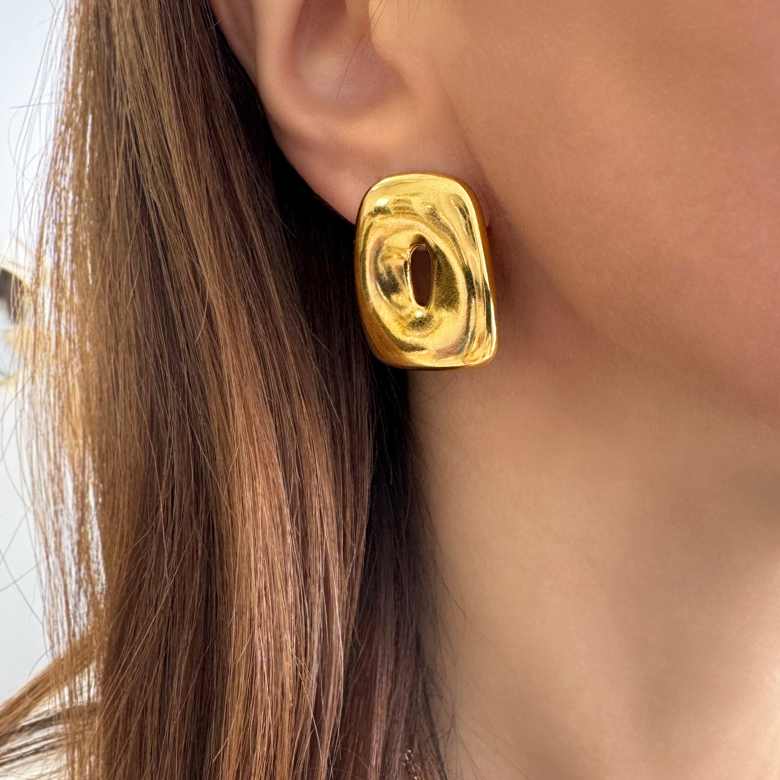 Rectangular Geometric Stud Earrings