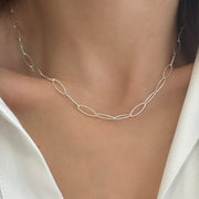 Paperclip Chain Choker Necklace, 925 Silver