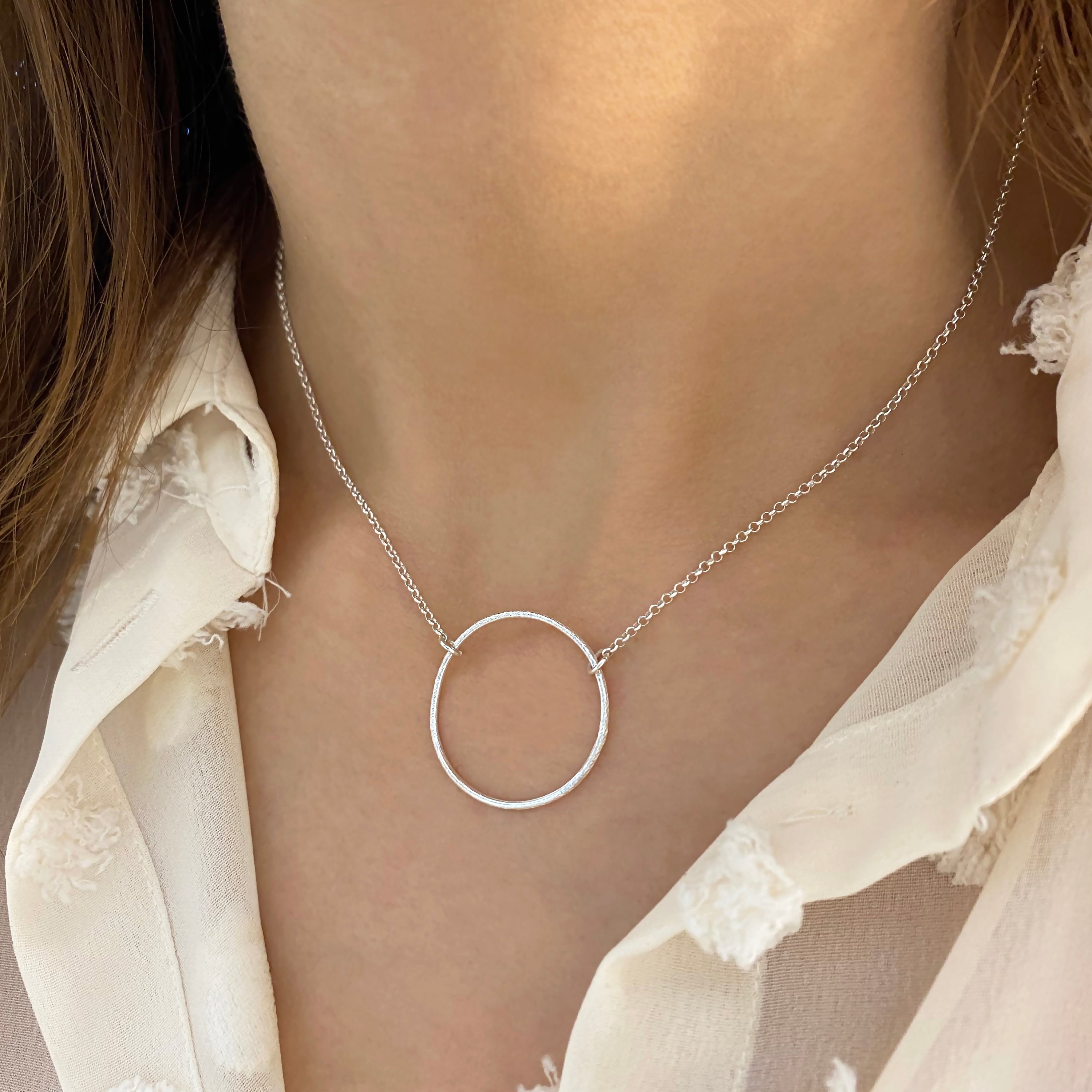 Dainty Ring Necklace with an open circle pendant