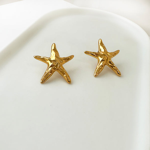 Silver starfish studs,