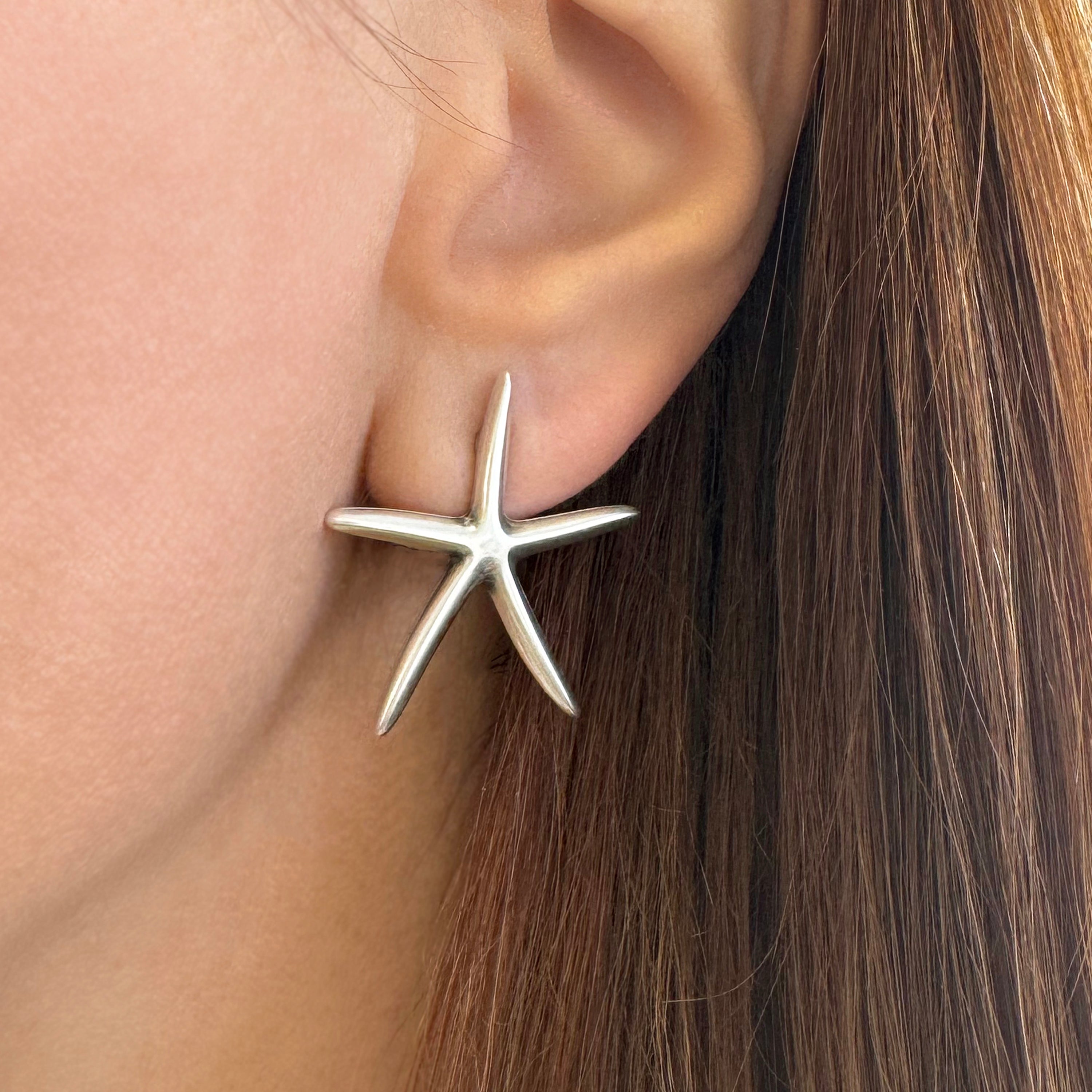 Silver  Starfish earrings