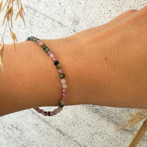 Tourmaline Gemstone bracelet with tiny multi coloured tourmaline stones