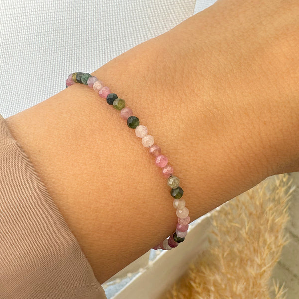 Tourmaline Gemstone bracelet with tiny multi coloured tourmaline stones