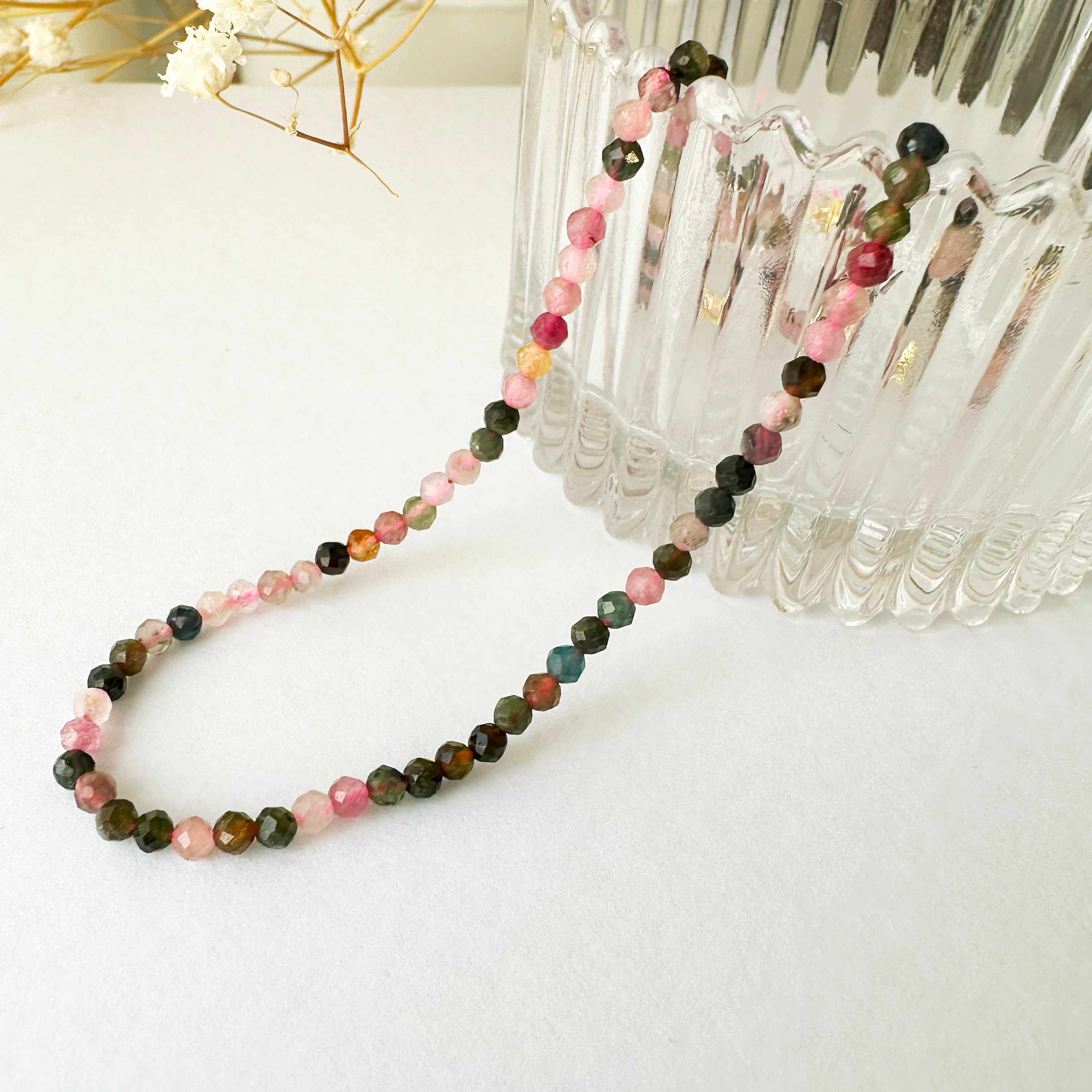 Raw Tourmaline Necklace Seed bead necklace