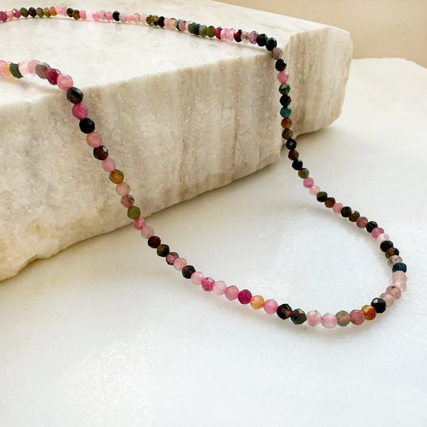 Raw Tourmaline Necklace Seed bead necklace