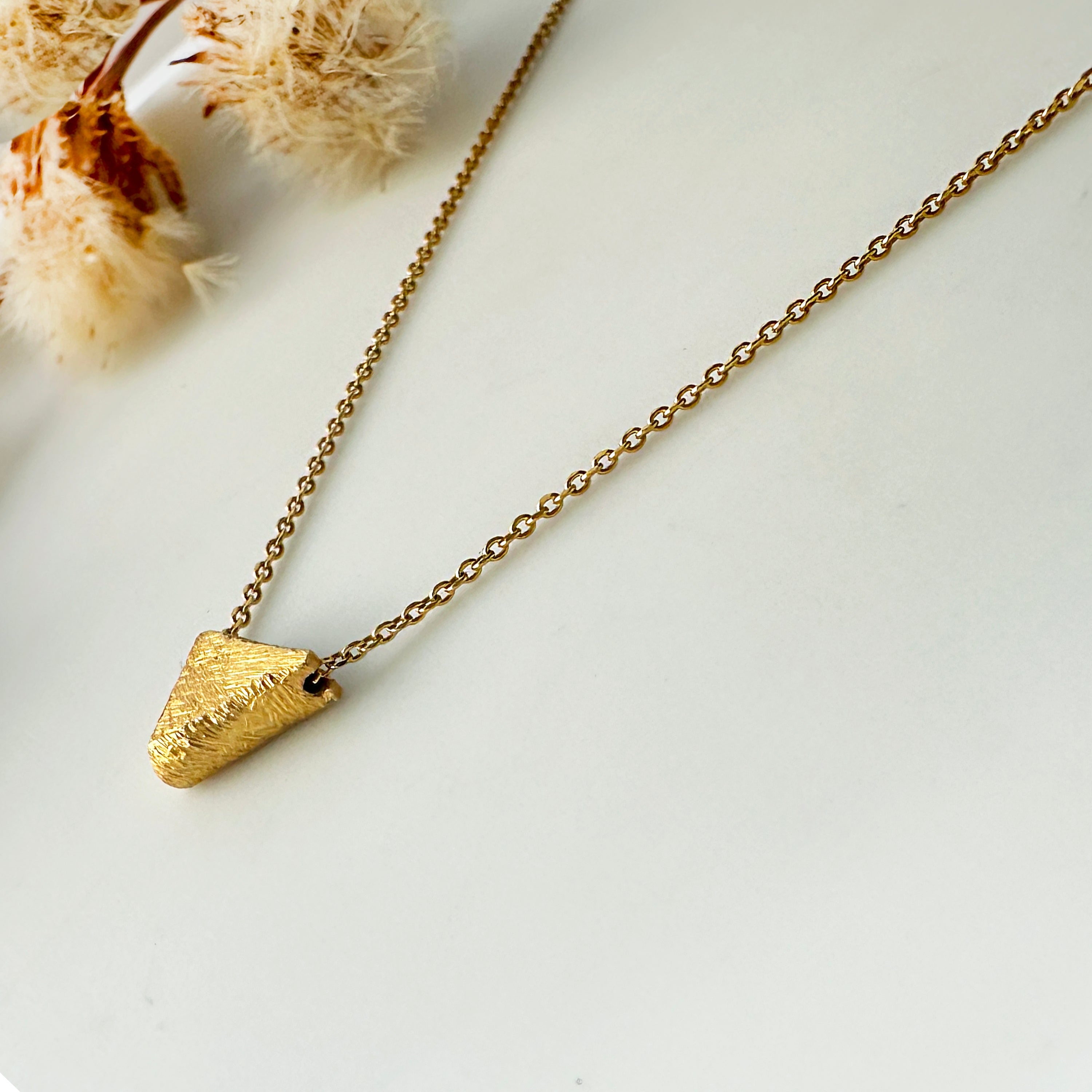 Tiny gold triangle pendant Necklace