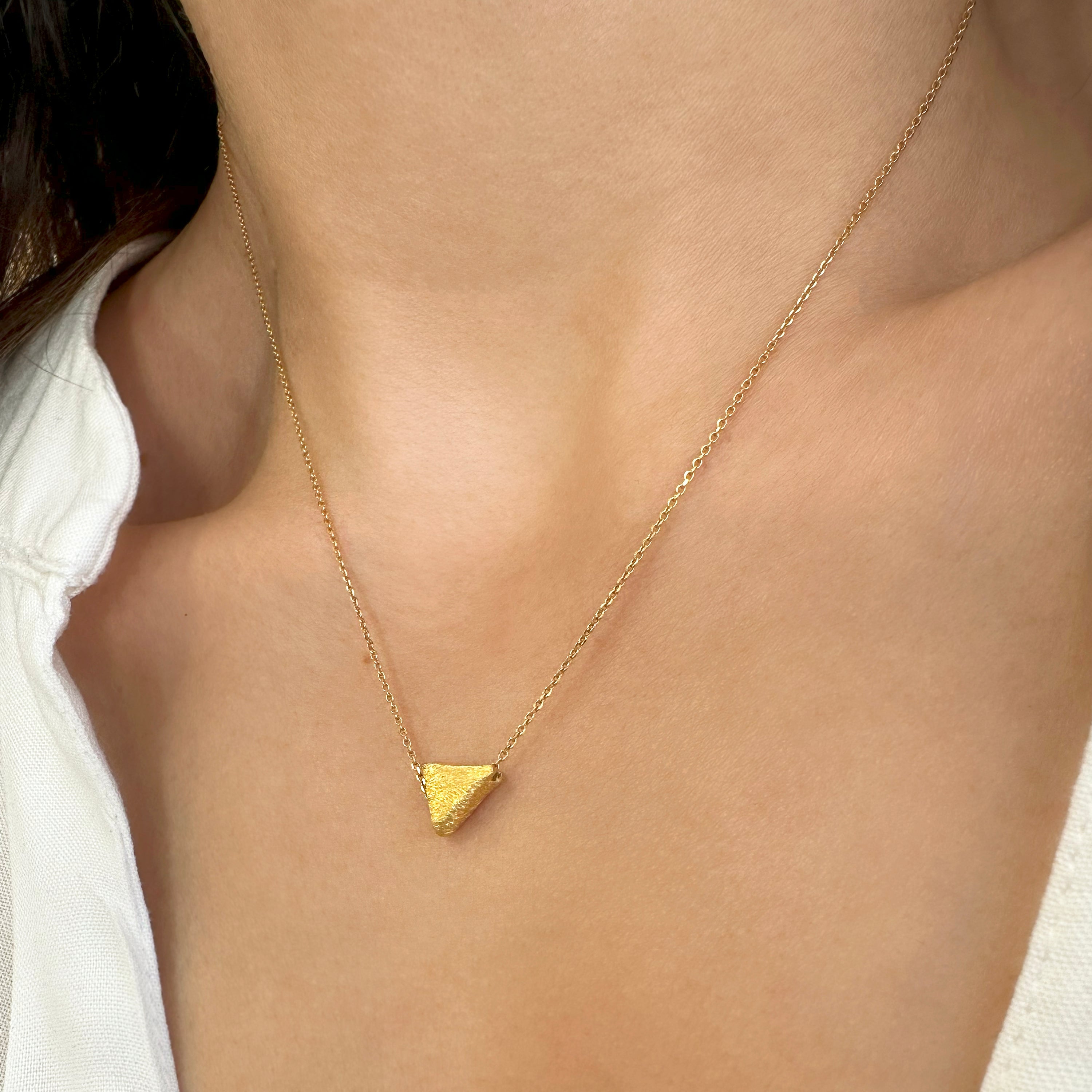 Tiny gold triangle pendant Necklace