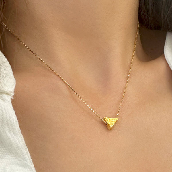 Tiny gold triangle pendant Necklace