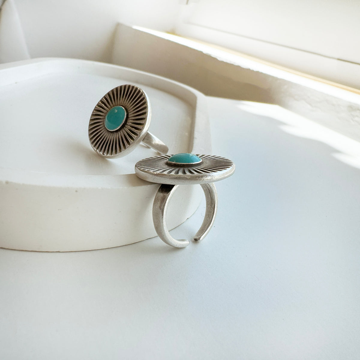 Chunky Turquoise Sunburst Ring