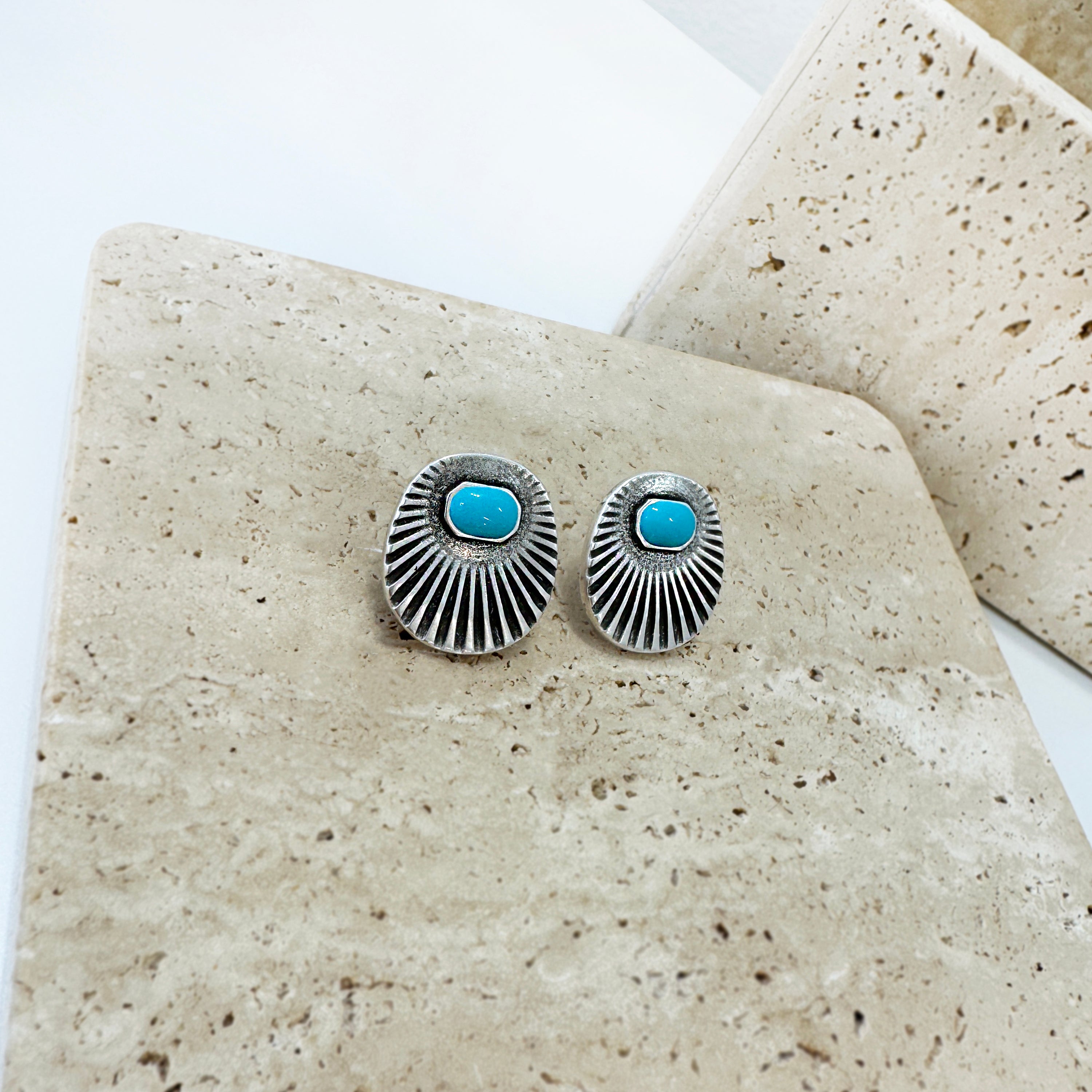 Turquoise Stud Silver Earrings