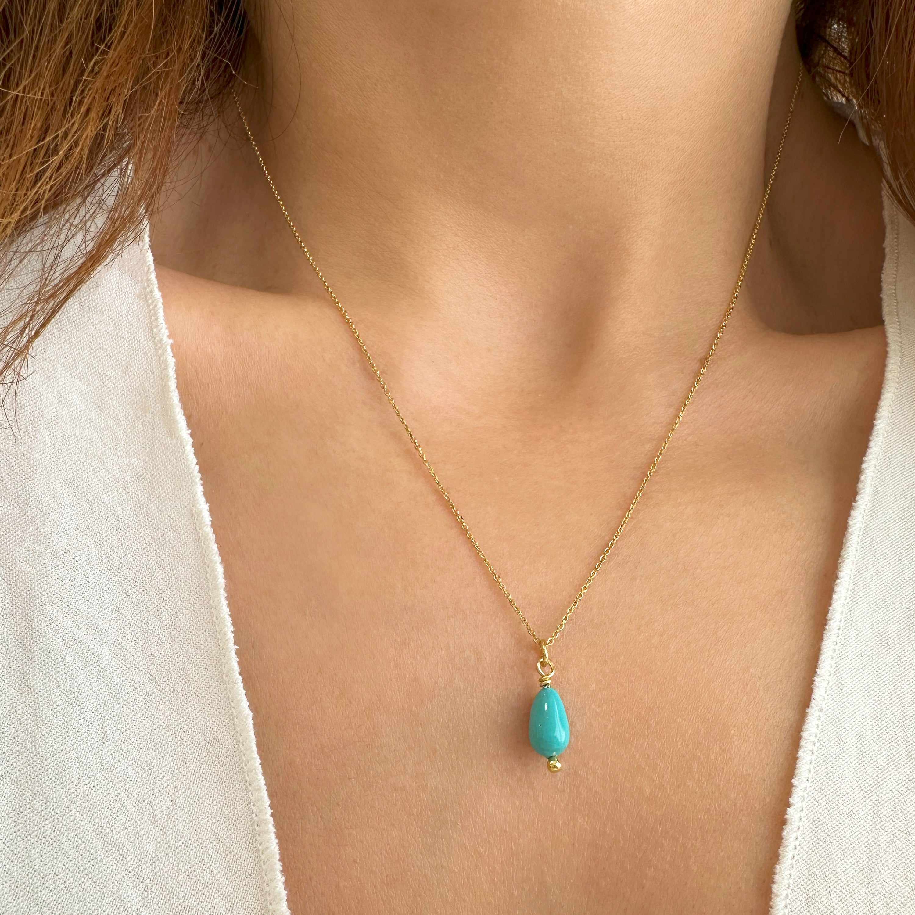 Turquoise Drop gem necklace - silver 925