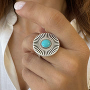 Chunky Turquoise Sunburst Ring
