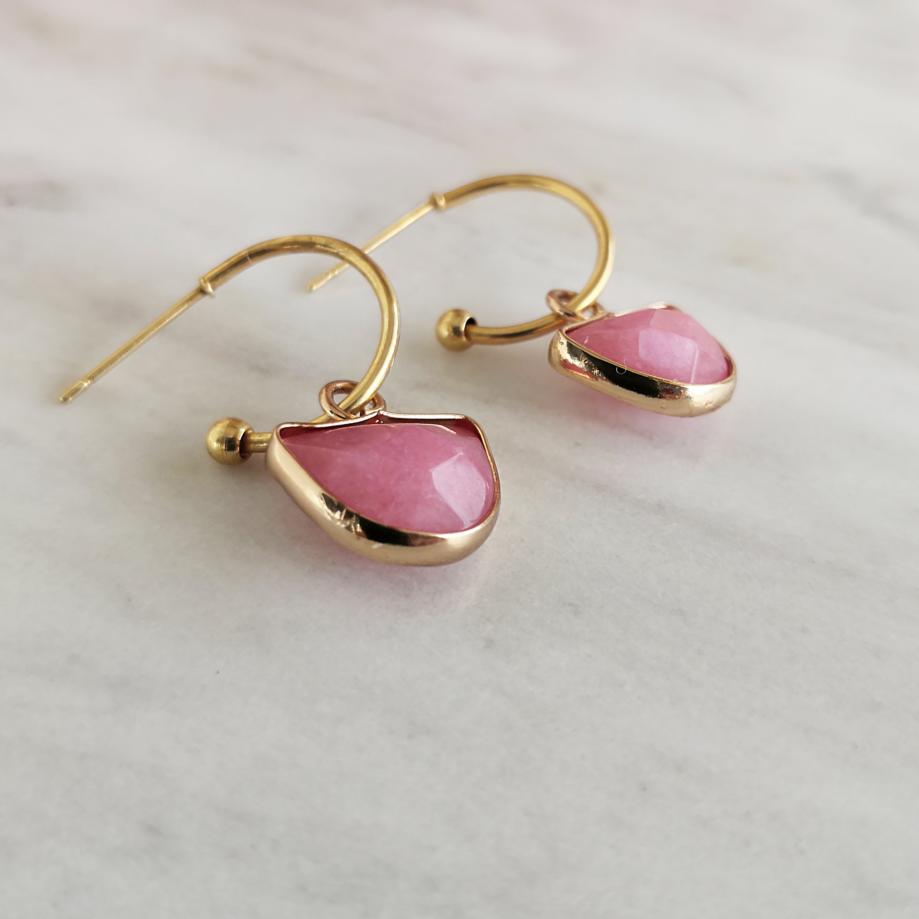 Pink Quartz Earrings with Rose Quartz Gemstone