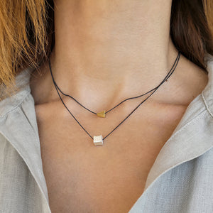 Set of 2 Geometric Necklaces! Triangle and cube pendany