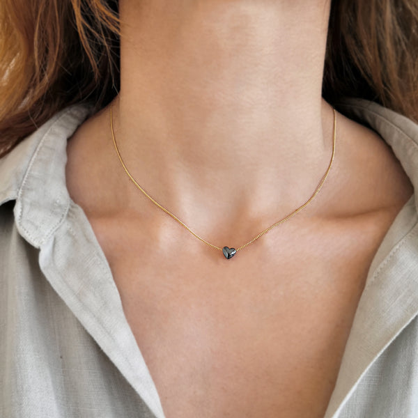 Hematite heart necklace! Silver 925!