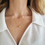 Geometric Necklace with a Cube Pendant