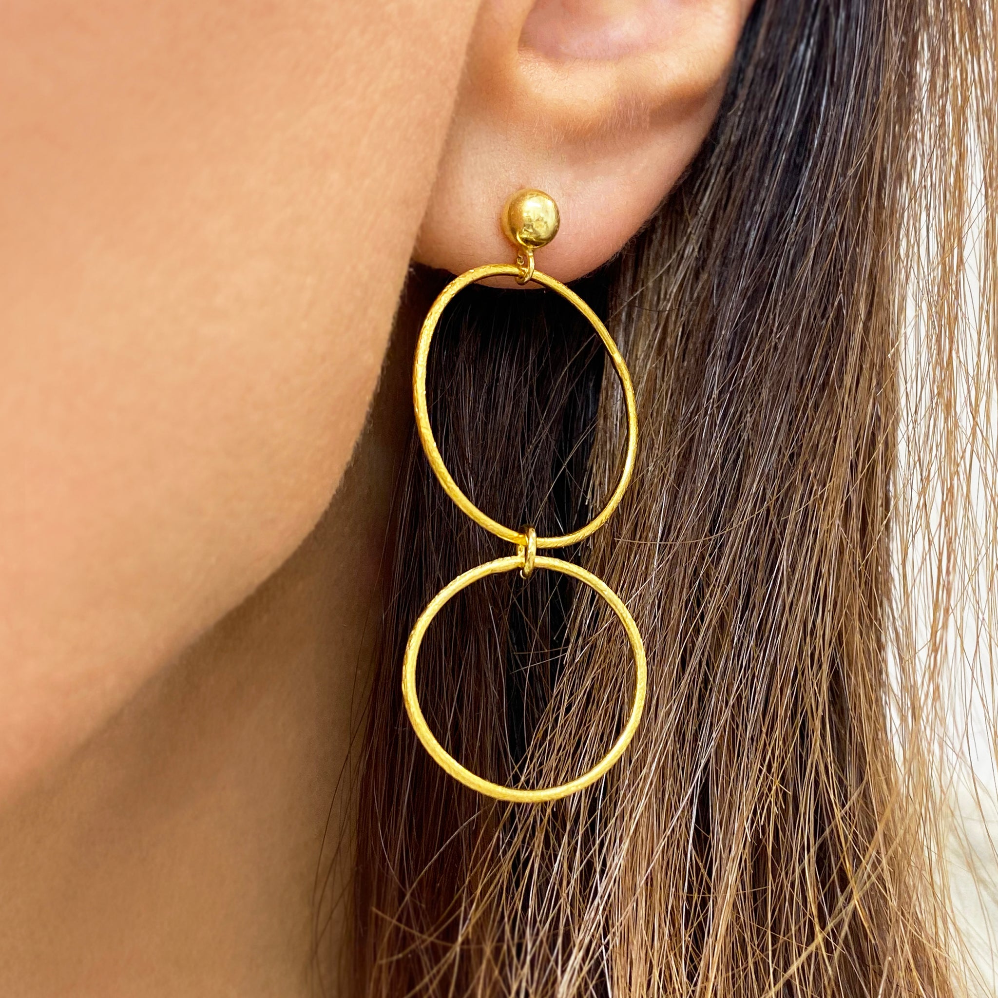 Double Open Circle dangle earrings - silver 925