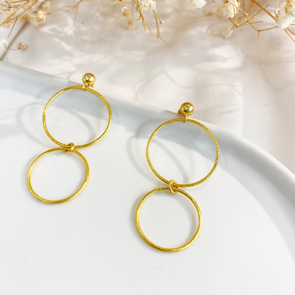 Double Open Circle dangle earrings - silver 925