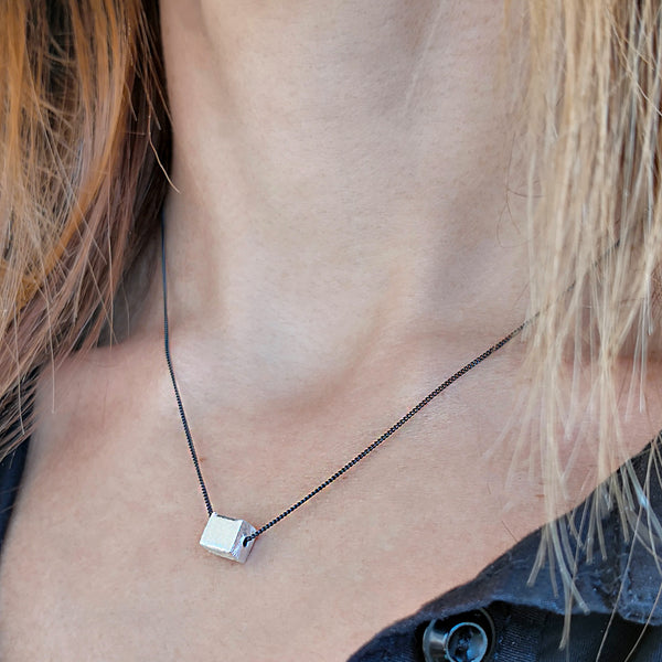 Silver Cube Minimalist necklace
